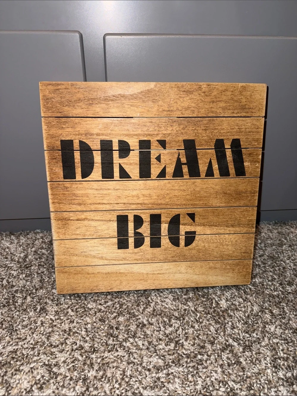Rustic Brown 'Dream Big' Wall Plaque with Black Lettering
